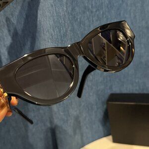 Saint Laurent Black Cat Eye Sunglasses Gold YSL Detail